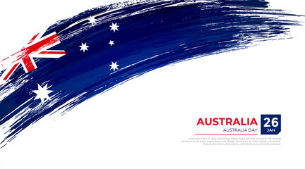 Flag of Australia country. Happy Australia day background with grunge brush flag illustration