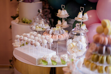 Delicious sweets on candy bar.  