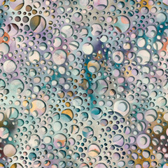 Abstract circles seamless allover pattern. Geometric watercolor texture background