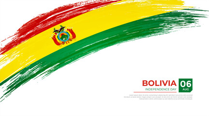 Flag of Bolivia country. Happy Independence day of Bolivia background with grunge brush flag illustration