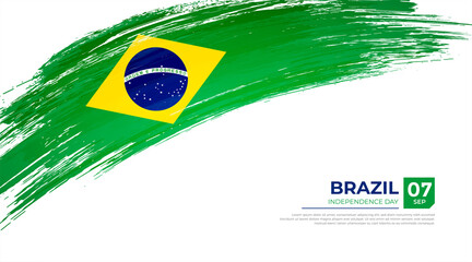 Flag of Brazil country. Happy Independence day of Brazil background with grunge brush flag illustration