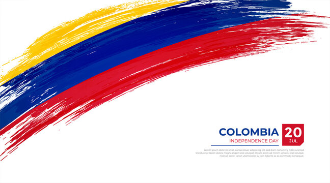 Flag of Colombia country. Happy Independence day of Colombia background with grunge brush flag illustration