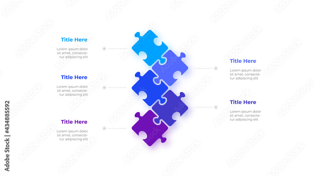 Poster infographic puzzle design template. modern vector illustration. concept of 5 steps or options of bus