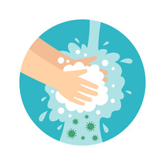 Please wash your hands with soap, Hand cleaning to prevent virus and bacteria, Vector design illustration