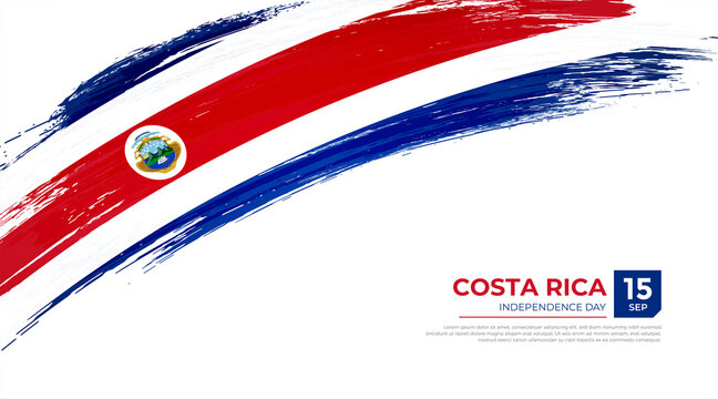 Flag of Costa Rica country. Happy Independence day of Costa Rica background with grunge brush flag illustration