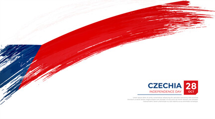 Flag of Czechia country. Happy Independence day of Czechia background with grunge brush flag illustration