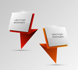 Origami vector banner. The original form as two form, overlapping. The flat image. Advertising Design shape. Vector label tag.