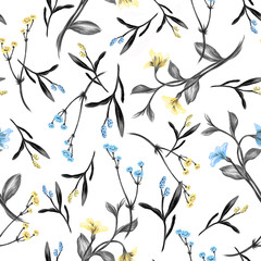 Pattern with flowers. Seamless illustration for design of fabric, wallpaper and other.	