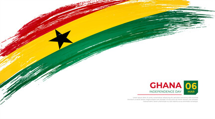 Flag of Ghana country. Happy Independence day of Ghana background with grunge brush flag illustration
