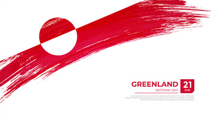 Flag of Greenland country. Happy national day of Greenland background with grunge brush flag illustration © Akshay