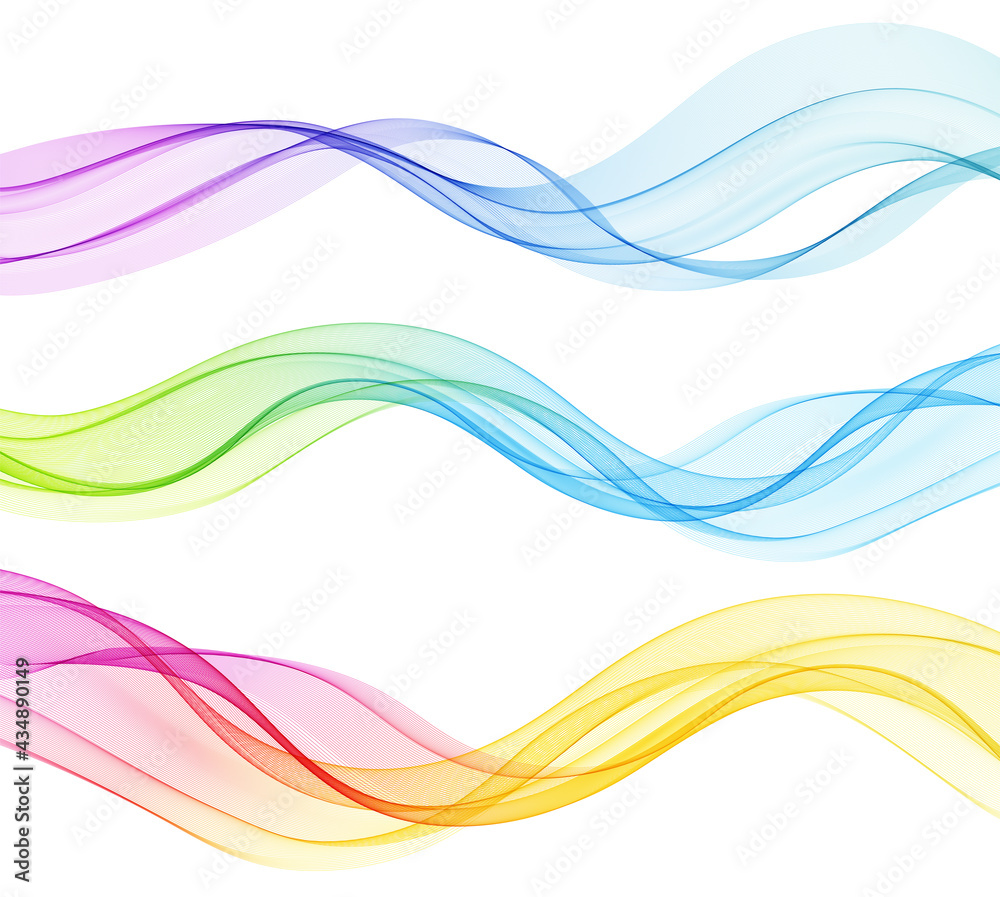 Poster Vector abstract colorful flowing wave lines isolated on white background. Design element for technology, science, music or modern concept.