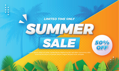 Abstract Shape Gradient Summer Sale Banner Design