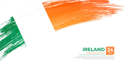Flag of Ireland country. Happy Independence day of Ireland background with grunge brush flag illustration