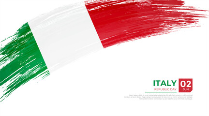 Flag of Italy country. Happy republic day of Italy background with grunge brush flag illustration