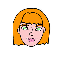Vector face people. Hand drawn color illustration. The head of a man, woman, boy, girl in the style of a Doodle, isolated on a white background. Different and beautiful