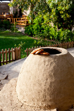 Azerbaijan traditional bread baked in oven named tendir