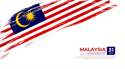Flag of Malaysia country. Happy Independence day of Malaysia background with grunge brush flag illustration