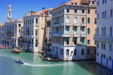 facades of the narrow streets of the old city of Venice