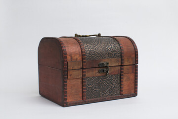 Brown old-fashioned coffer