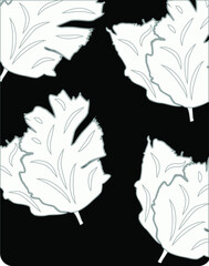 big white flowers on a black background, pattern vector illustration.