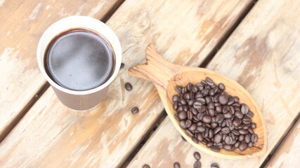 coffee beans and cup