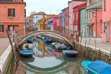 Fototapeta na wymiar Canal Bridge Burano Italy