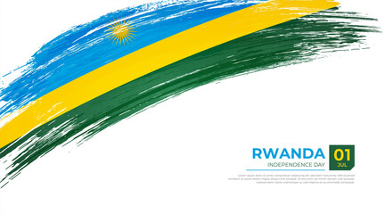 Flag of Rwanda country. Happy Independence day of Rwanda background with grunge brush flag illustration