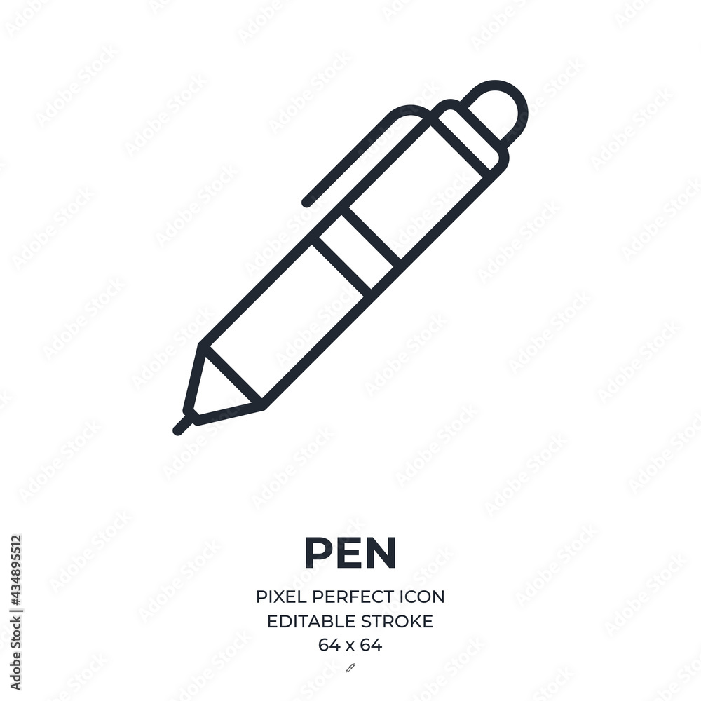 Canvas Prints pen editable stroke outline icon isolated on white background flat vector illustration. pixel perfec