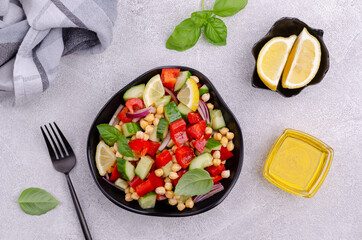 Salad of fresh vegetables with chickpeas