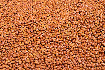 Food background of caffeine-free buckwheat tea granules