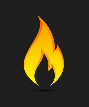 Flammable symbol. Icon with picture flame of fire. Highly flammable things. Fire sign. Explosive object simple logo. Color flame pictogram. Supports combustion icon