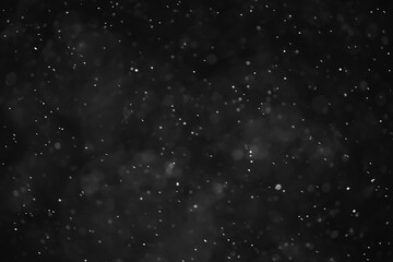 snow black background abstract texture, snowflakes falling in the sky overlay