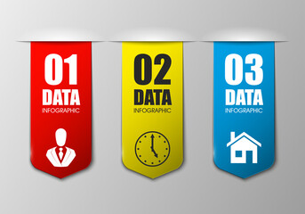 Modern three arrows origami style. Abstract template for background.