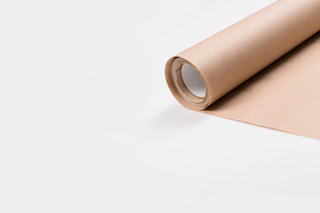 Brown paper roll on a white background