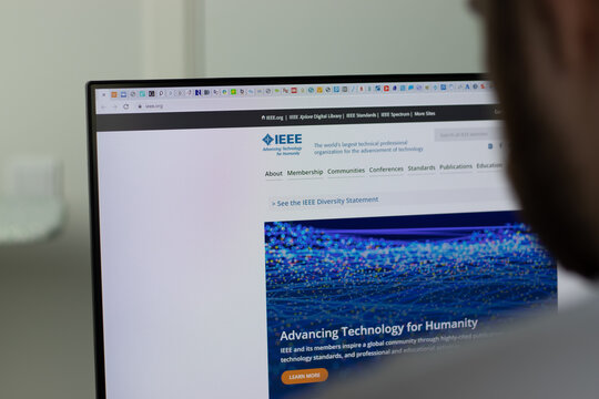 New York, USA - 1 May 2021: Institute of Electrical and Electronics Engineers IEEE company website on screen, Illustrative Editorial.