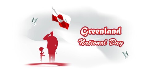 VECTOR ILLUSTRATION OF HAPPY NATIONAL DAY GREENLAND