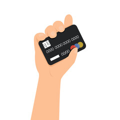 hand holding credit card, Show credit card for payment concept.