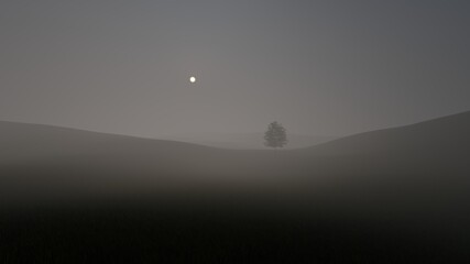 moon over the mountains
