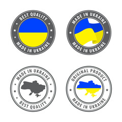 Made in Ukraine - set of labels, stamps, badges, with the Ukraine map and flag. Best quality. Original product.