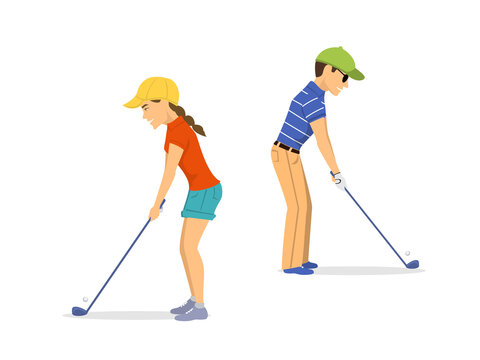 man and woman golf players