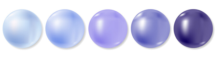 Realistic ball or purple blue pearls vector set