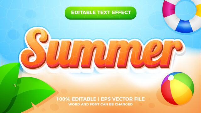 Deep Summer editable text style effect illustrator. vector design template
