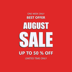 Red Banner Sale August 50% Off
