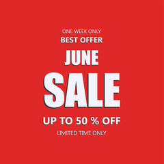 Red Banner Sale June 50% Off