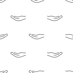 Hand alms seamless pattern isolated on white background.