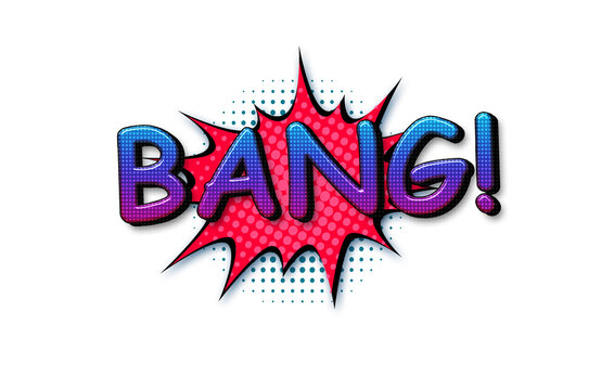 BANG Comic Speech 3d Text Style Effect Mockup on white background