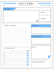 Daily planner template. printable template - Easy to plan your day. Planner note pages templates - Daily tasks, goals and appointments template -Undated Daily Planner with ToDol list - Todays Plan- 8.