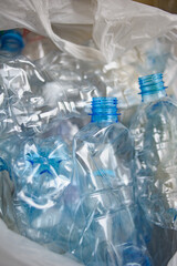 used empty bottles from water are ready for recycle