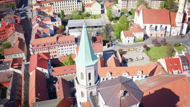 drone flight over Zittau city, Germany