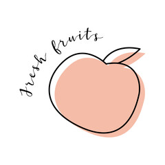 Juicy apple. Fresh fruit, healthy organic food. Premium quality. Buy local product. Vector line illustration, linear icon. Perfect for logo, stamp, brand, mark